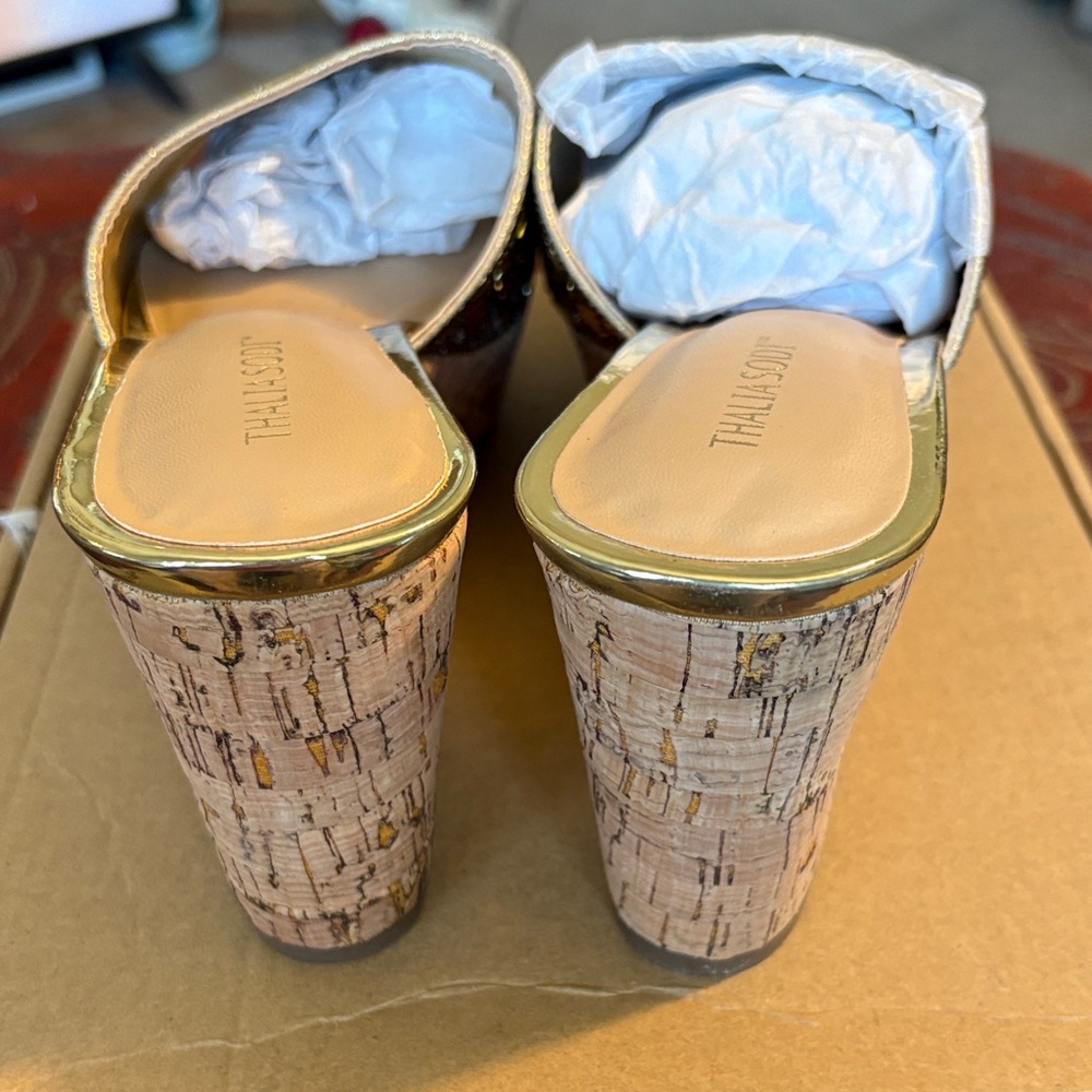 Thalia Sodi Radiant Gold Mules with Embellishments - Picture 4 of 5